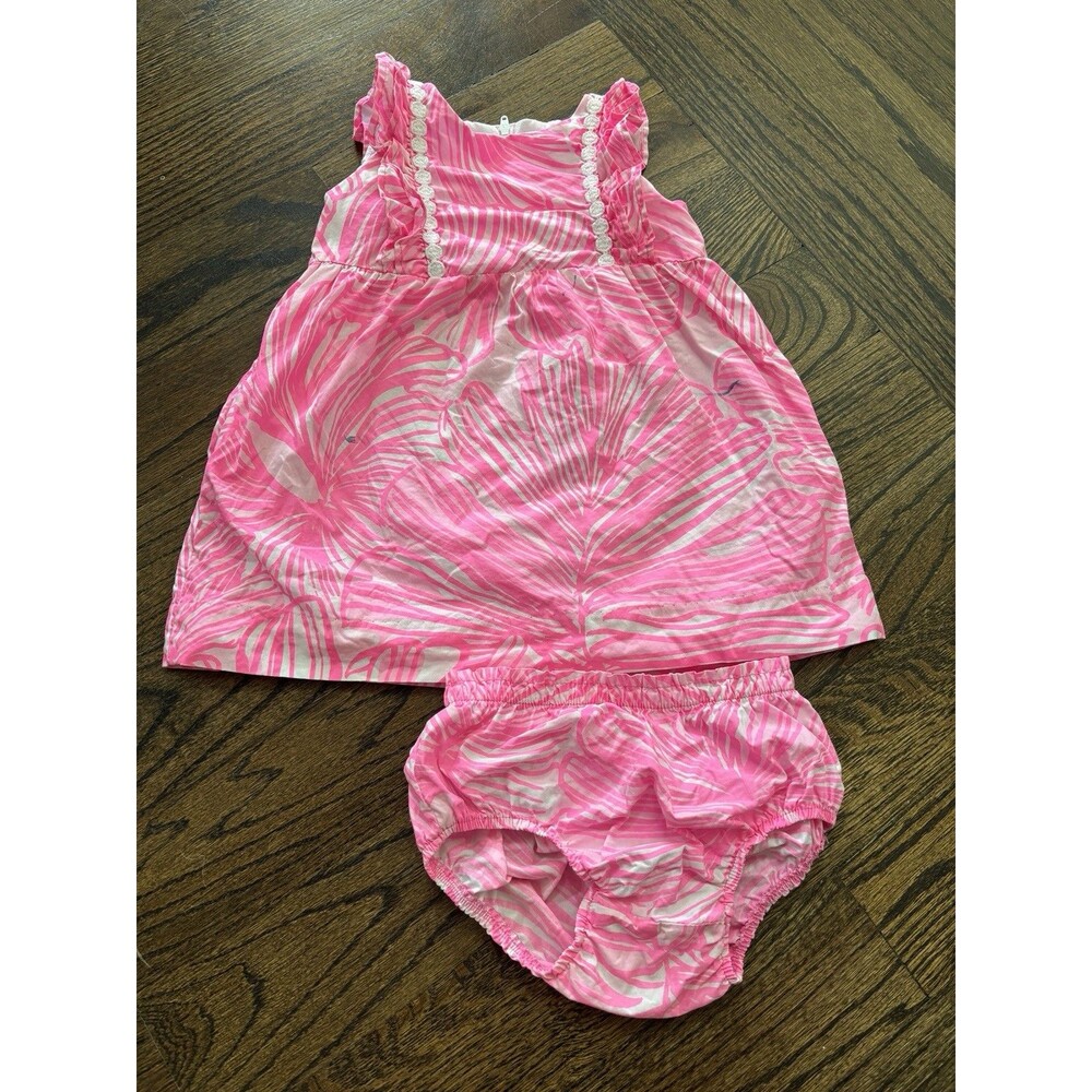 Lilly Pulitzer Annabelle Girl Dress Pink Prosecco Pink Fronds 18-24 months PLAY